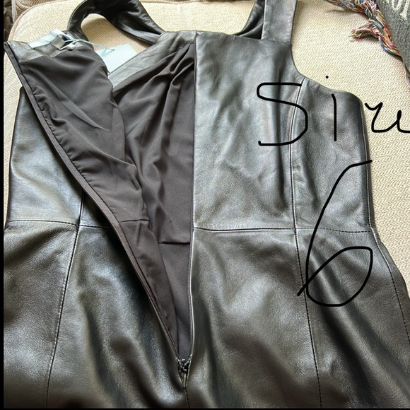 Antonio Melani Jessica Twisted Halter Neck Genuine Leather Sheath Mini Dress - Picture 8 of 16